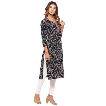 Black printed cotton kurti 4