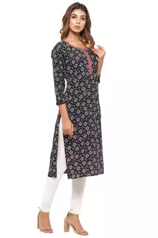 Black printed cotton kurti