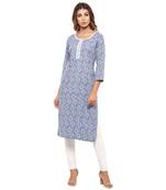 Blue printed cotton kurti