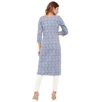Blue printed cotton kurti 2