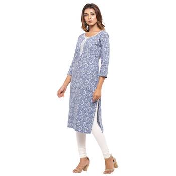 Blue printed cotton kurti 3