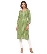 Green printed cotton kurti