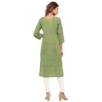 Green printed cotton kurti 2