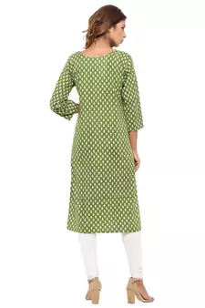 Green printed cotton kurti