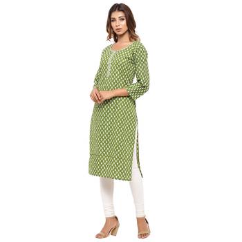 Green printed cotton kurti 3