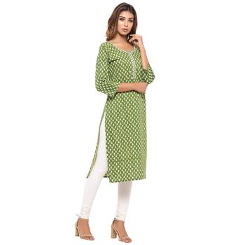 Green printed cotton kurti 4