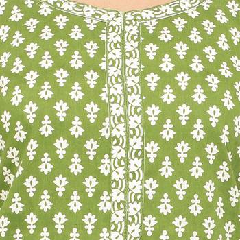 Green printed cotton kurti 5