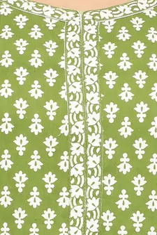 Green printed cotton kurti