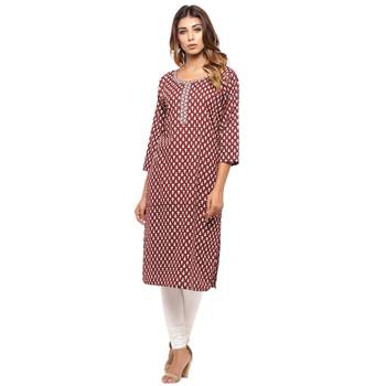 Maroon printed cotton kurti 1