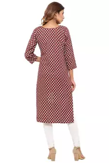 Maroon printed cotton kurti