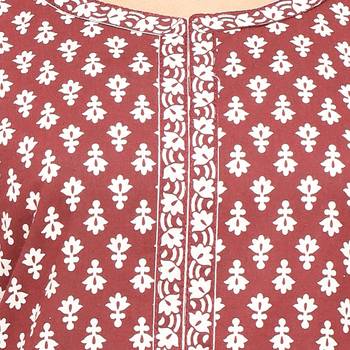 Maroon printed cotton kurti 5