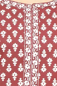 Maroon printed cotton kurti