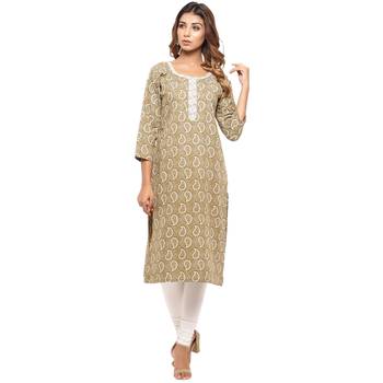 Gold printed cotton kurti 1
