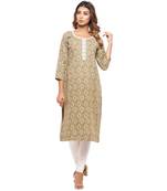 Gold printed cotton kurti