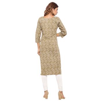 Gold printed cotton kurti 2