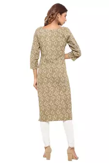 Gold printed cotton kurti
