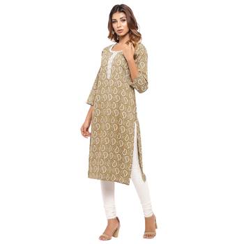 Gold printed cotton kurti 3