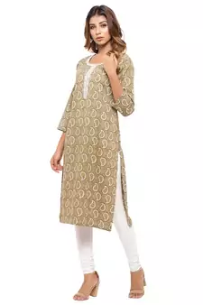 Gold printed cotton kurti
