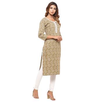 Gold printed cotton kurti 4