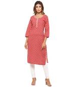 Red printed cotton kurti