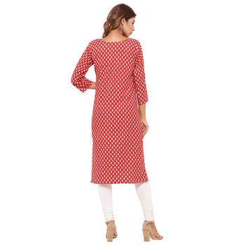 Red printed cotton kurti 2