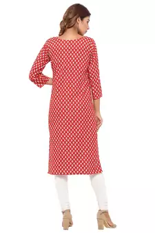 Red printed cotton kurti
