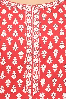Red printed cotton kurti