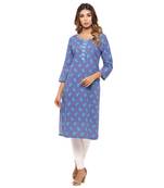 Purple printed cotton kurti