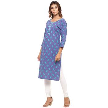 Purple printed cotton kurti 3