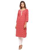 Red printed cotton kurti