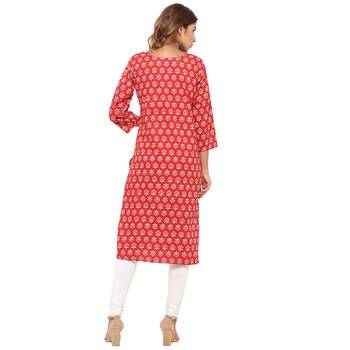 Red printed cotton kurti 2