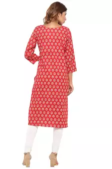 Red printed cotton kurti