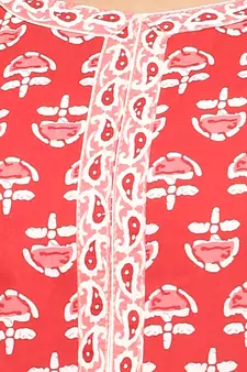 Red printed cotton kurti