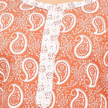 Orange printed cotton kurti 5