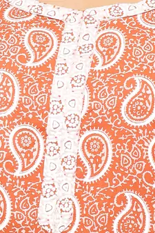 Orange printed cotton kurti
