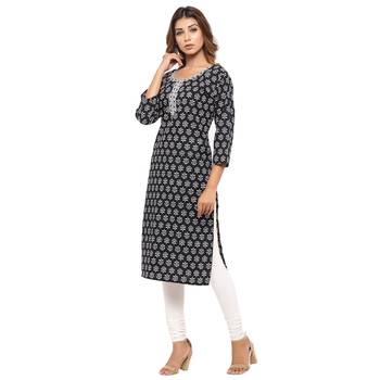 Black printed cotton kurti 1