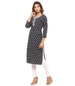 Black printed cotton kurti