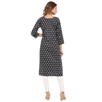 Black printed cotton kurti 2