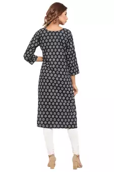 Black printed cotton kurti