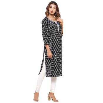Black printed cotton kurti 3