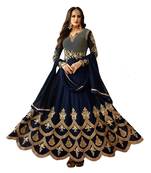 Midnight blue embroidered faux georgette Anarkali suit