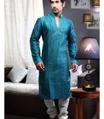 Dark Feroze Embroidered Art Dupion Silk Mens Kurta Pajama