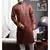 Rust Embroidered Art Dupion Silk Mens Kurta Pajama