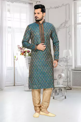Rama Embroidered Jacquard Mens Kurta Pajama