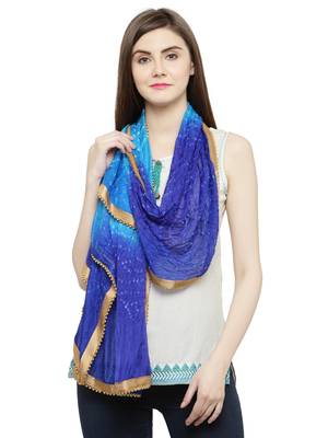Blue Silk Printed Stole And Dupattas 1