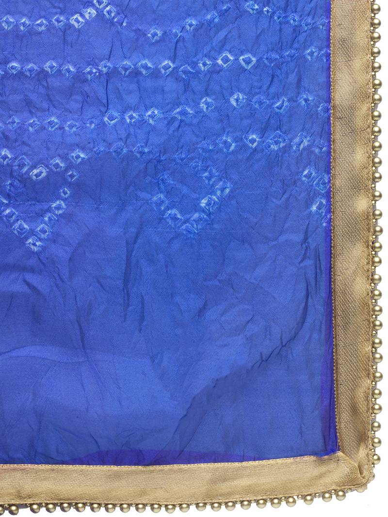 Blue Silk Printed Stole And Dupattas