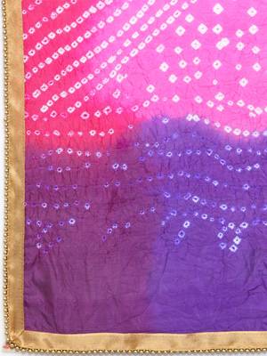 Geroo Jaipur Blue  And  Pink Silk Printed Stole And Dupattas 4