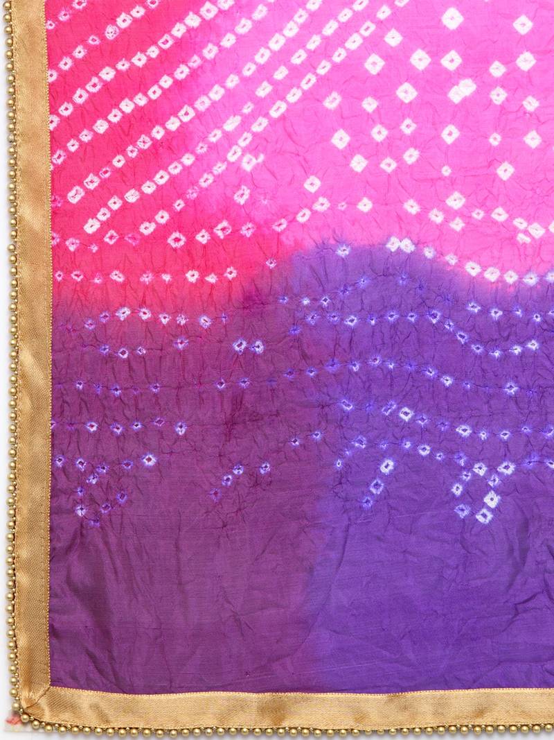 Geroo Jaipur Blue  And  Pink Silk Printed Stole And Dupattas