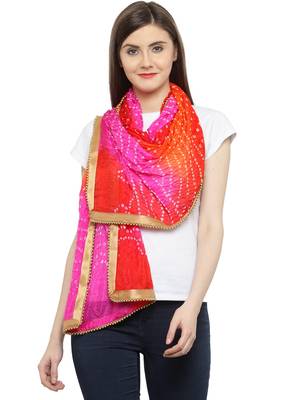   Pink  And  Red Silk Printed Stole And Dupattas 1