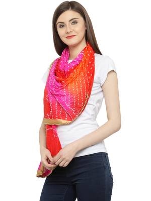   Pink  And  Red Silk Printed Stole And Dupattas 2